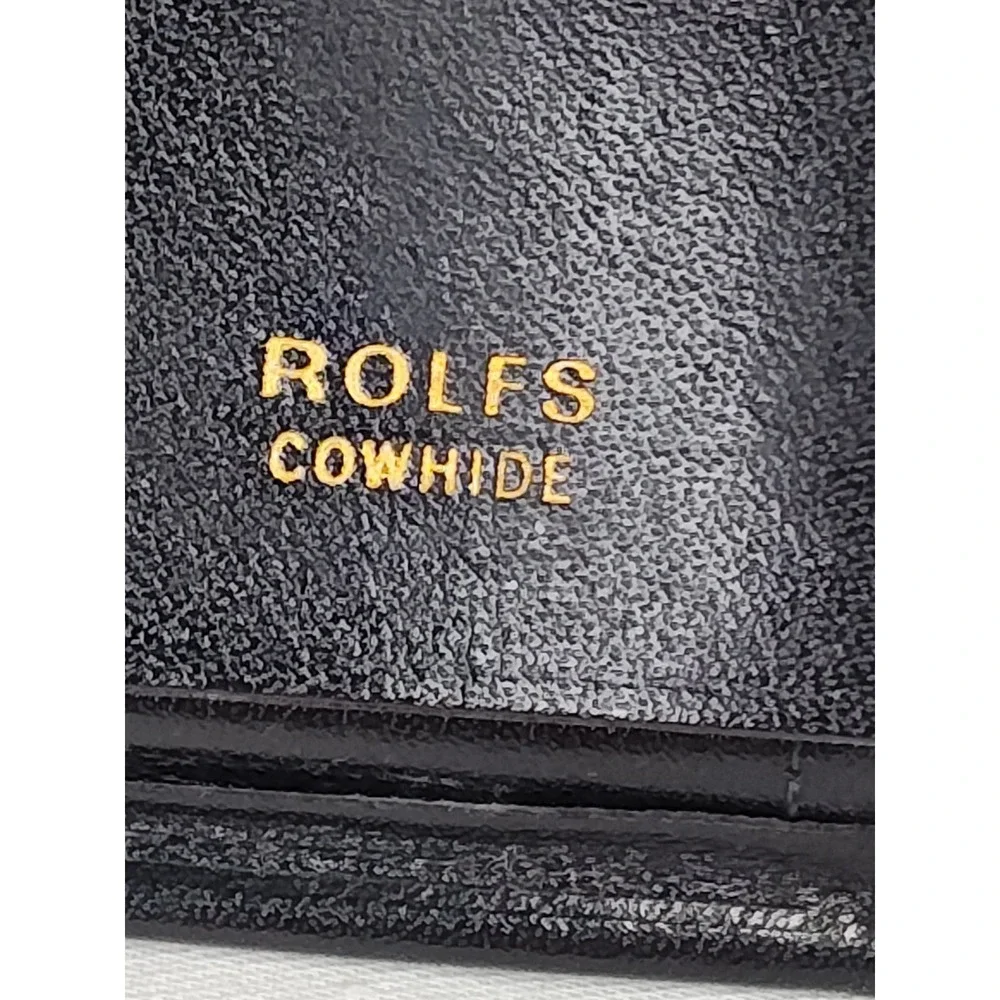 Vintage Rolfs Cowhide Black Leather Bifold Men's Wallet Coins Cards Keys Classic